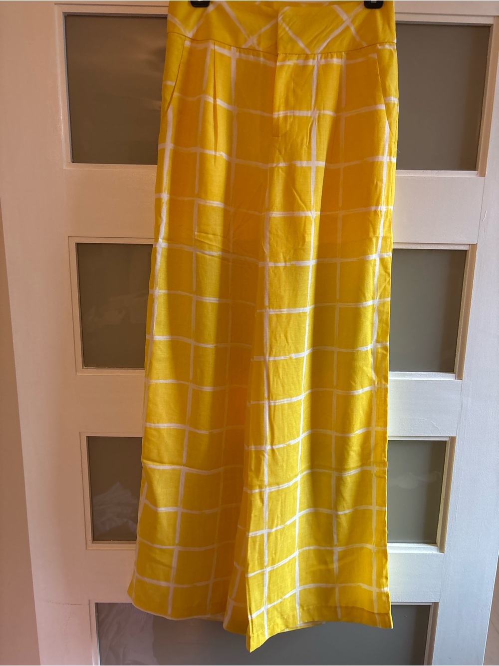 Yellow Windowpane Maxi Pants